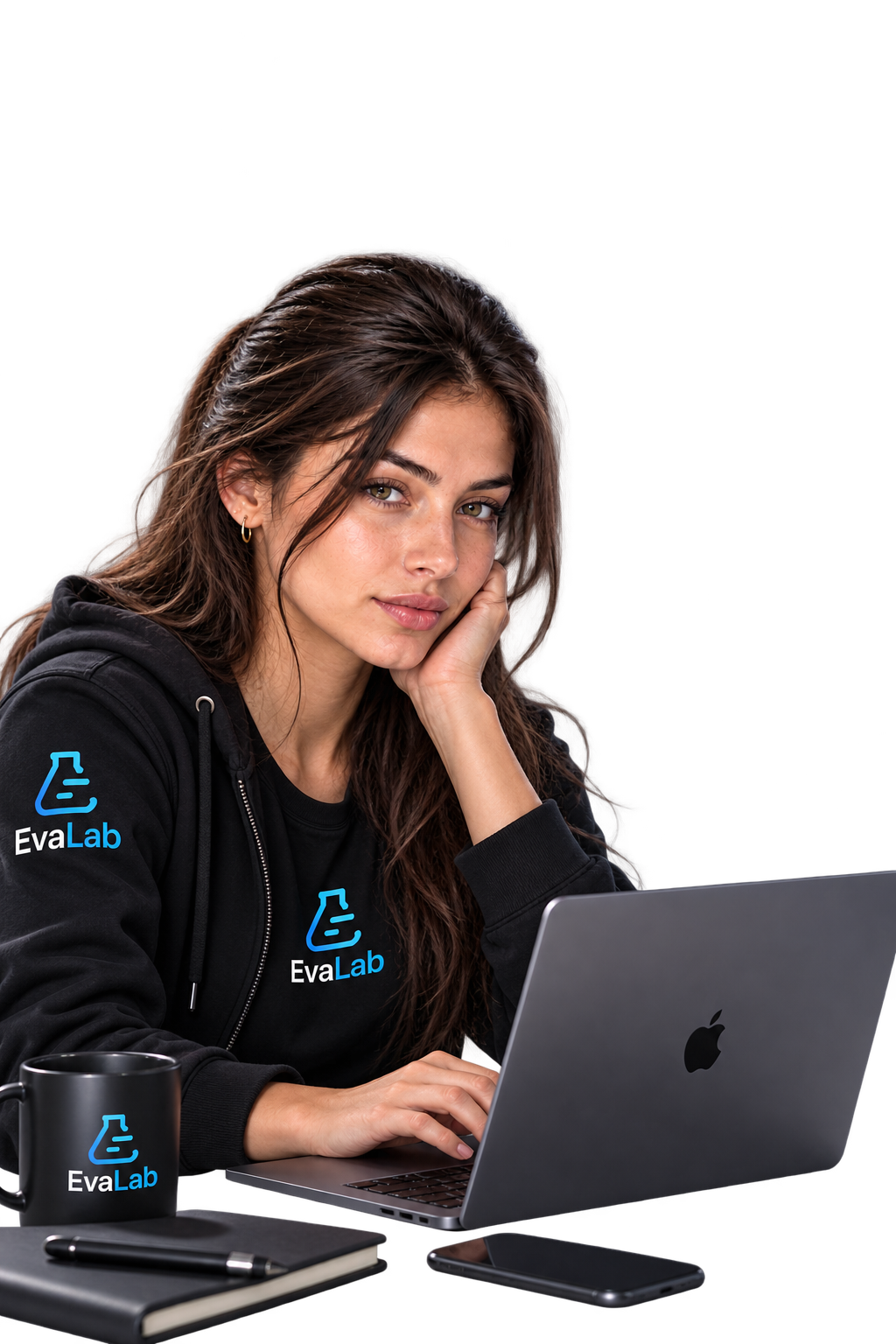 Ева, руководитель EvaLab, работает над проектом